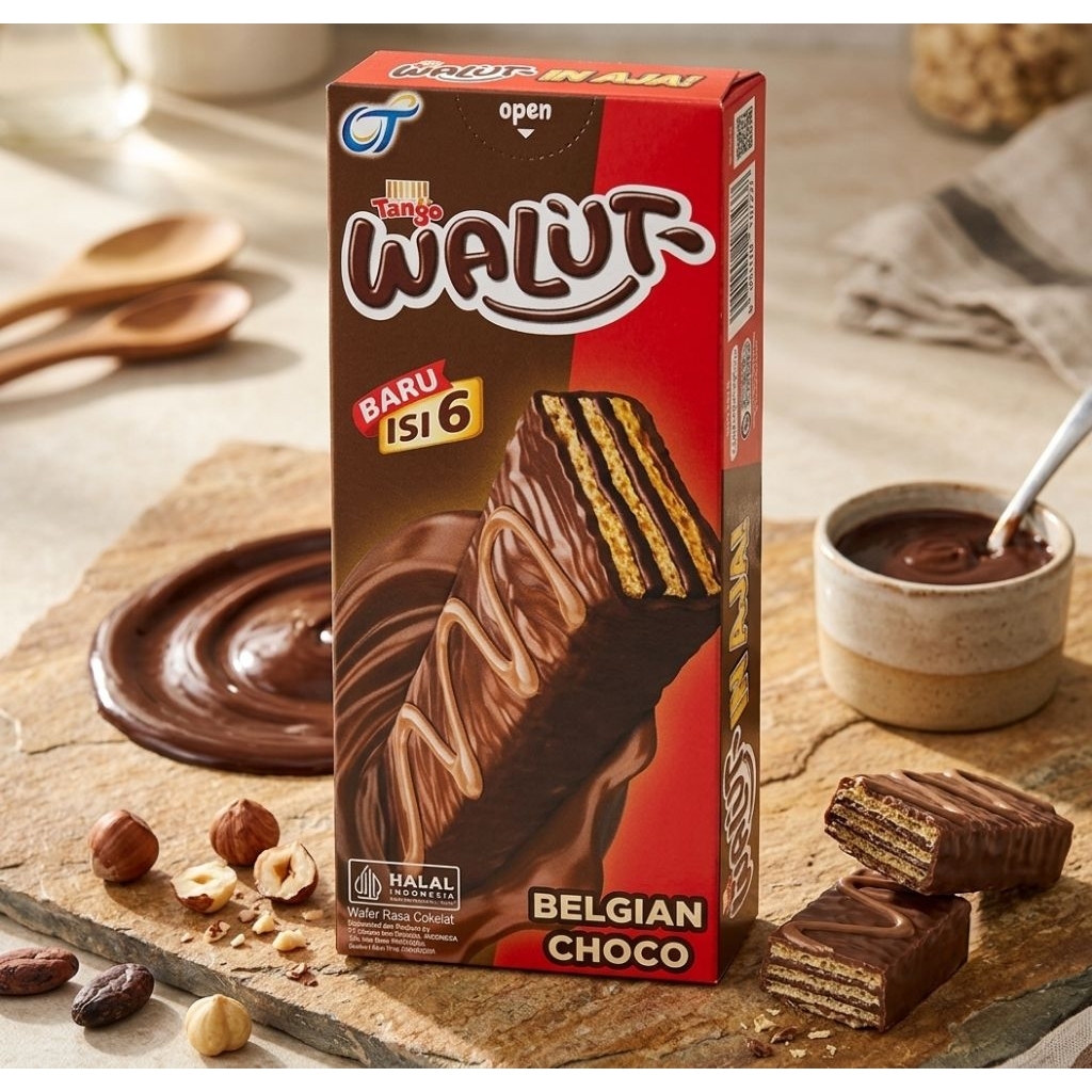 Tango Walut Wafer Cokelat Belgian Box 75gr