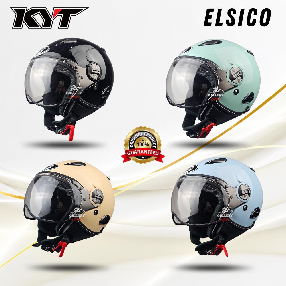 Helm Kyt Elsico Solid Putih Polos | Helm KYT Retro Pilot