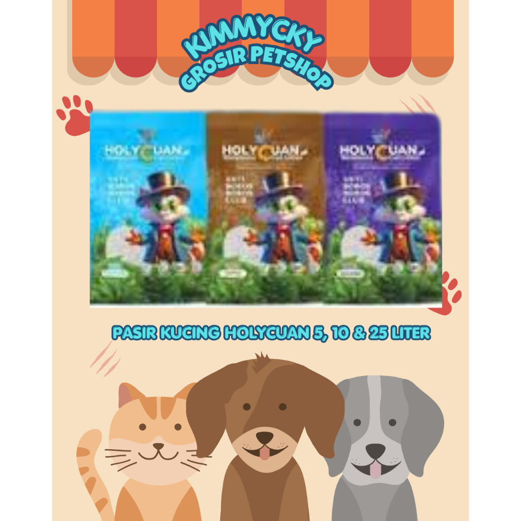Pasir Kucing Gumpal Wangi HOLY CUAN Kemasan Freshpack 5 LITER