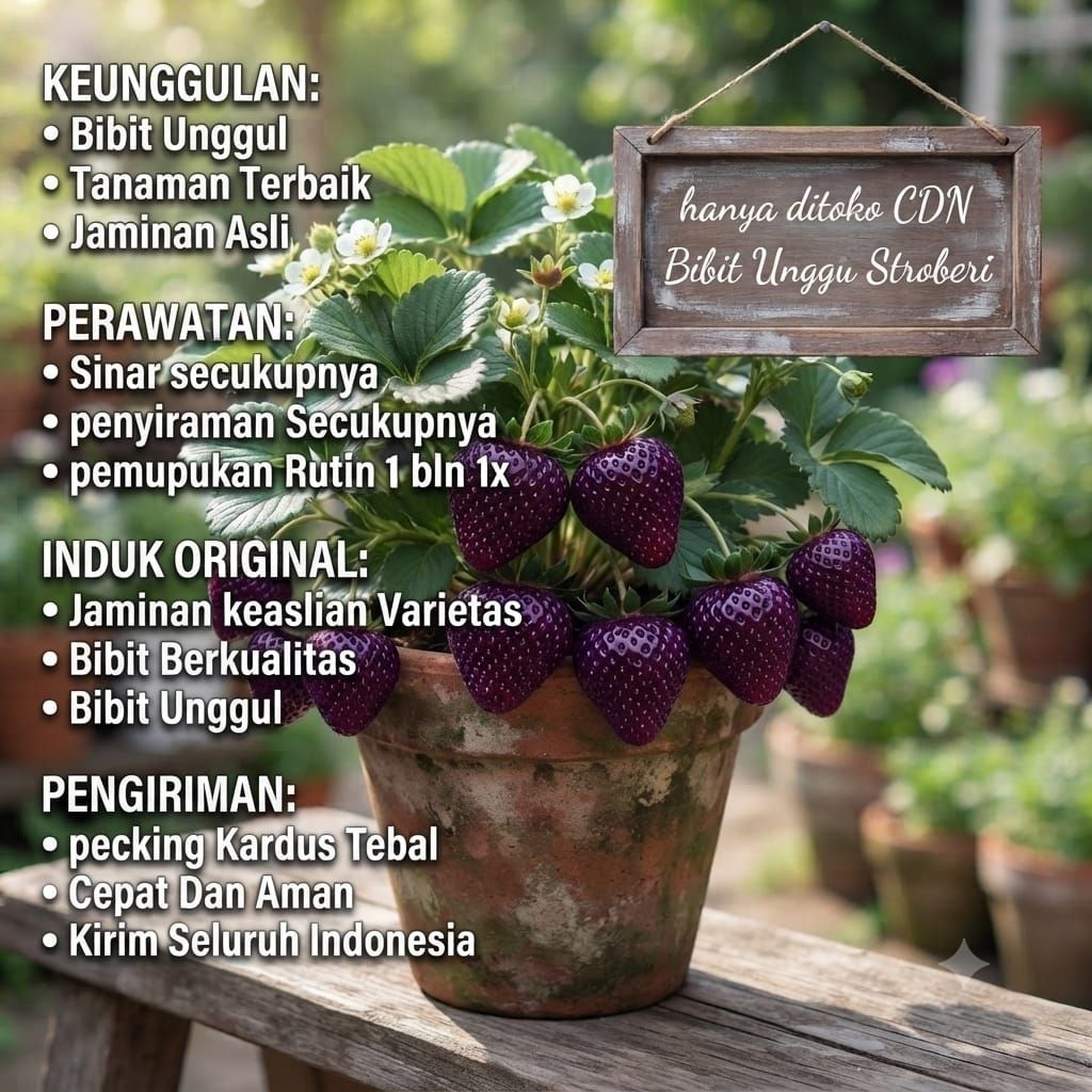 Bibit Tanaman Strawberry Ungu Premium Siap Tanam Cepat Berbuah