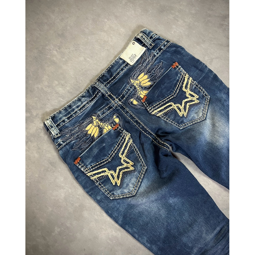 Denim BAR Y2k Wing Embroidered Back Robin’s Jean,True Religion Style