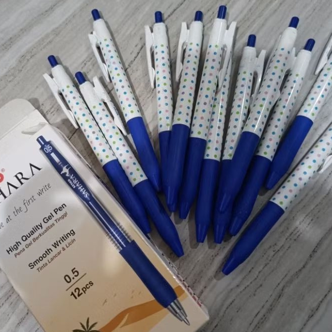 PULPEN SAHARA KENKO GEL Pena / Pulpen gel  12 pcs ( selusin) warna BIRU MERAH Pulpen Cetek K-1 ECO