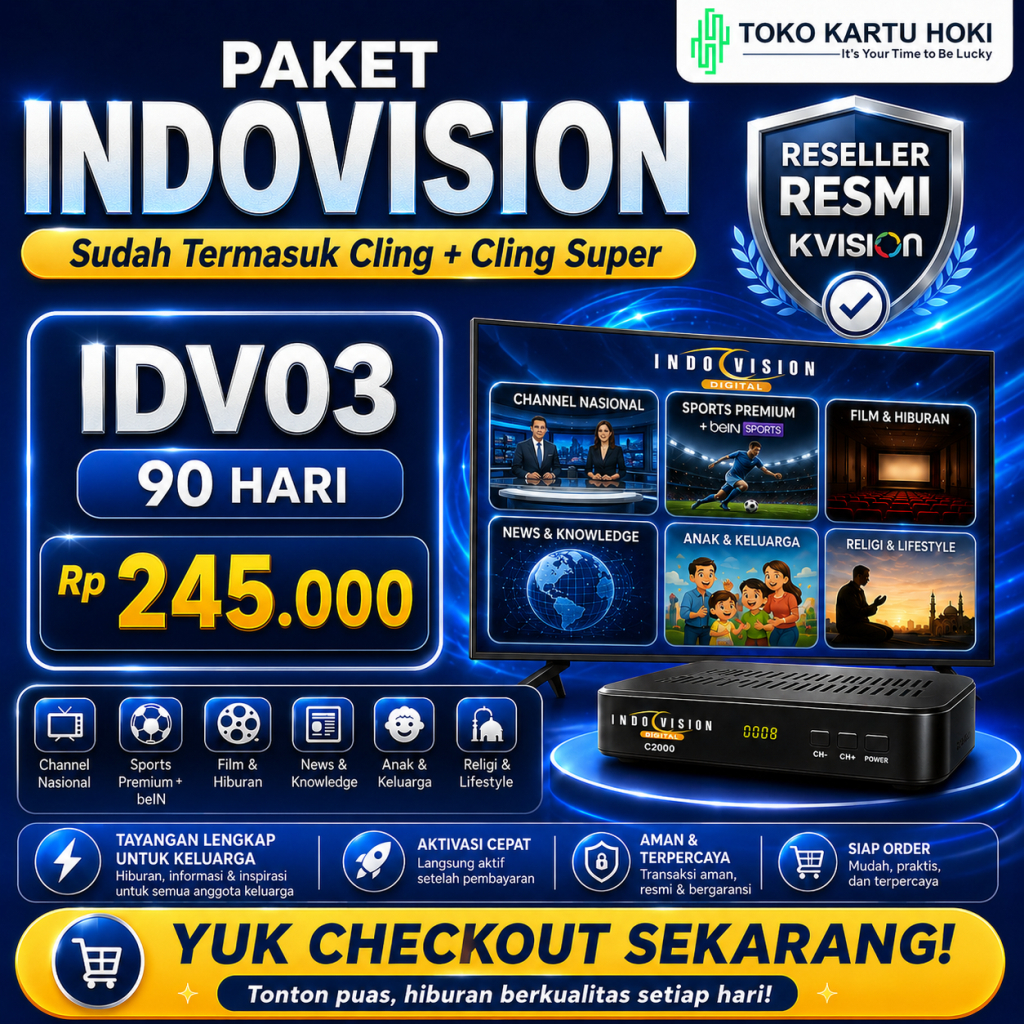 Paket Indovision K-Vision 90 Hari | 3 Bulan TV Premium Lengkap | Cling + Cling Super + beIN Sports |