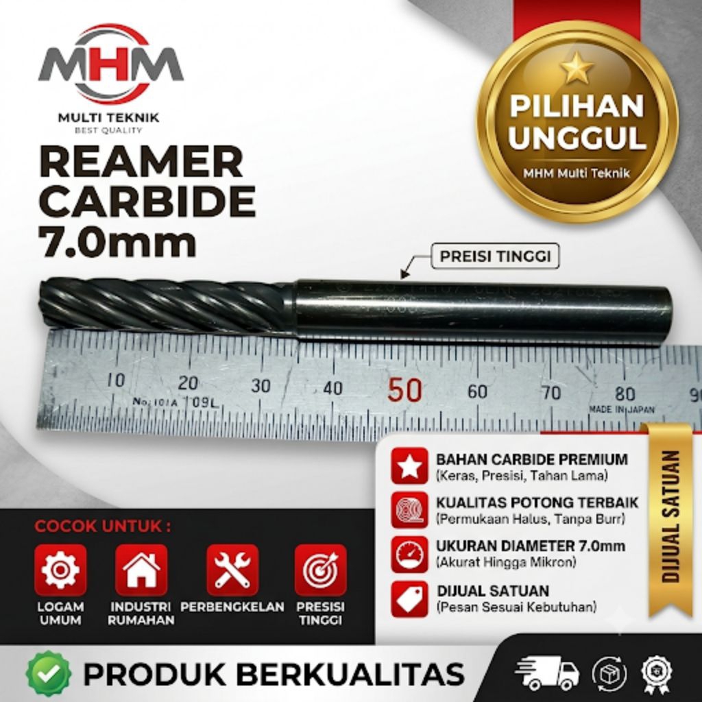 Reamer Carbide 7mm Spiral dan Reamer 8mm Precision Finishing Hole Solid Carbide Mesin CNC