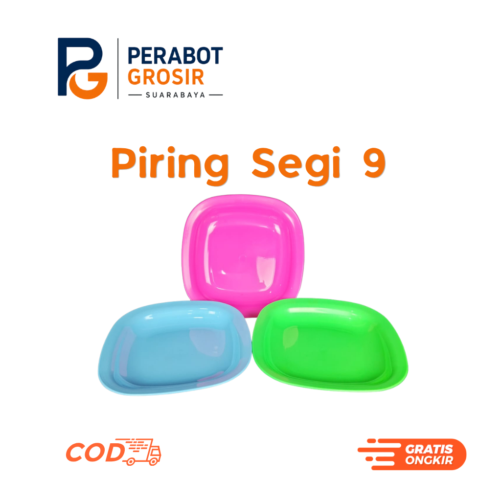 Piring Plastik Segi "9" - [1 Dus Isi 24 Lusin]