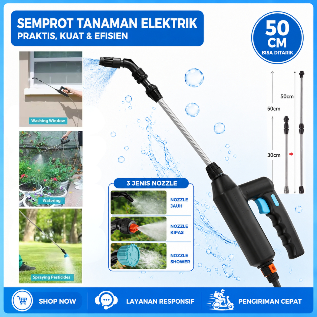 Semprot Tanaman Elektrik Portabel Mini 2000 mAh Pupuk Pestisida Semprotan Air Elektrik Stik Sprayer