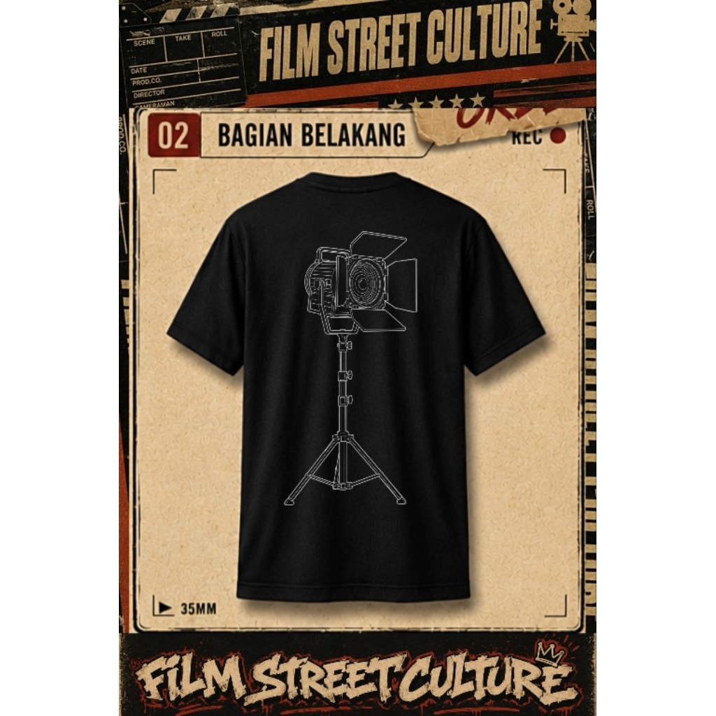 Kaos Lightingman Film Street Culture | Kaos Crew Lighting Film Bioskop Lampu Studio Outline Premium 