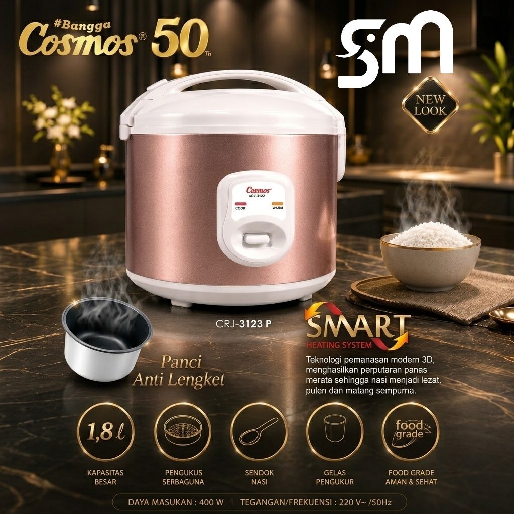 Rice cooker Cosmos CRJ-3123 P 1.8 L Magic com anti lengket Pink CRJ3123P