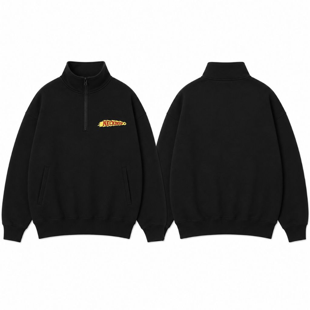 Sweater Half Zip Fleece Nyaman Sweater Half Zip Unisex Allsize