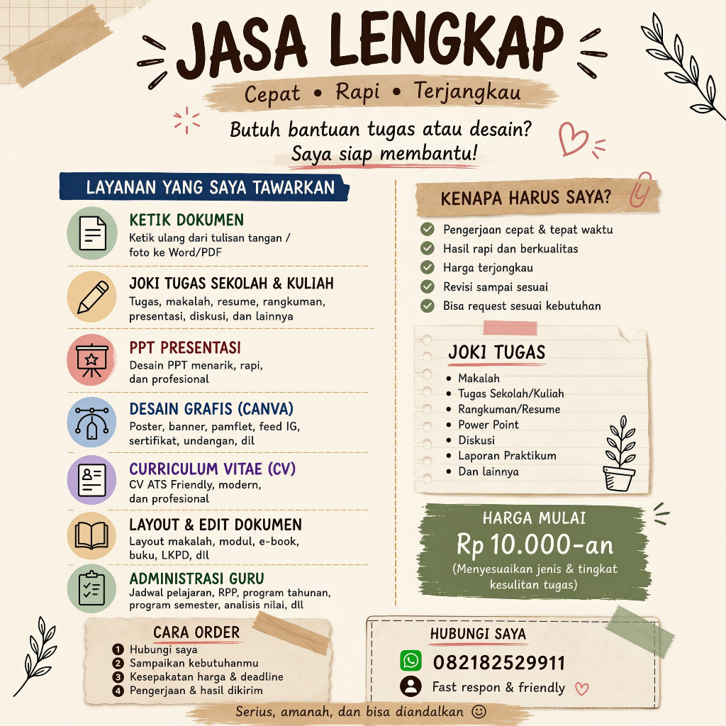 Jasa Ketik, Joki Tugas & Desain