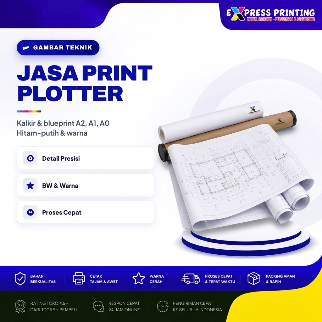 Jasa Print Plotter Kalkir Blueprint A2 A1 A0 BW Warna Image Gambar Teknik