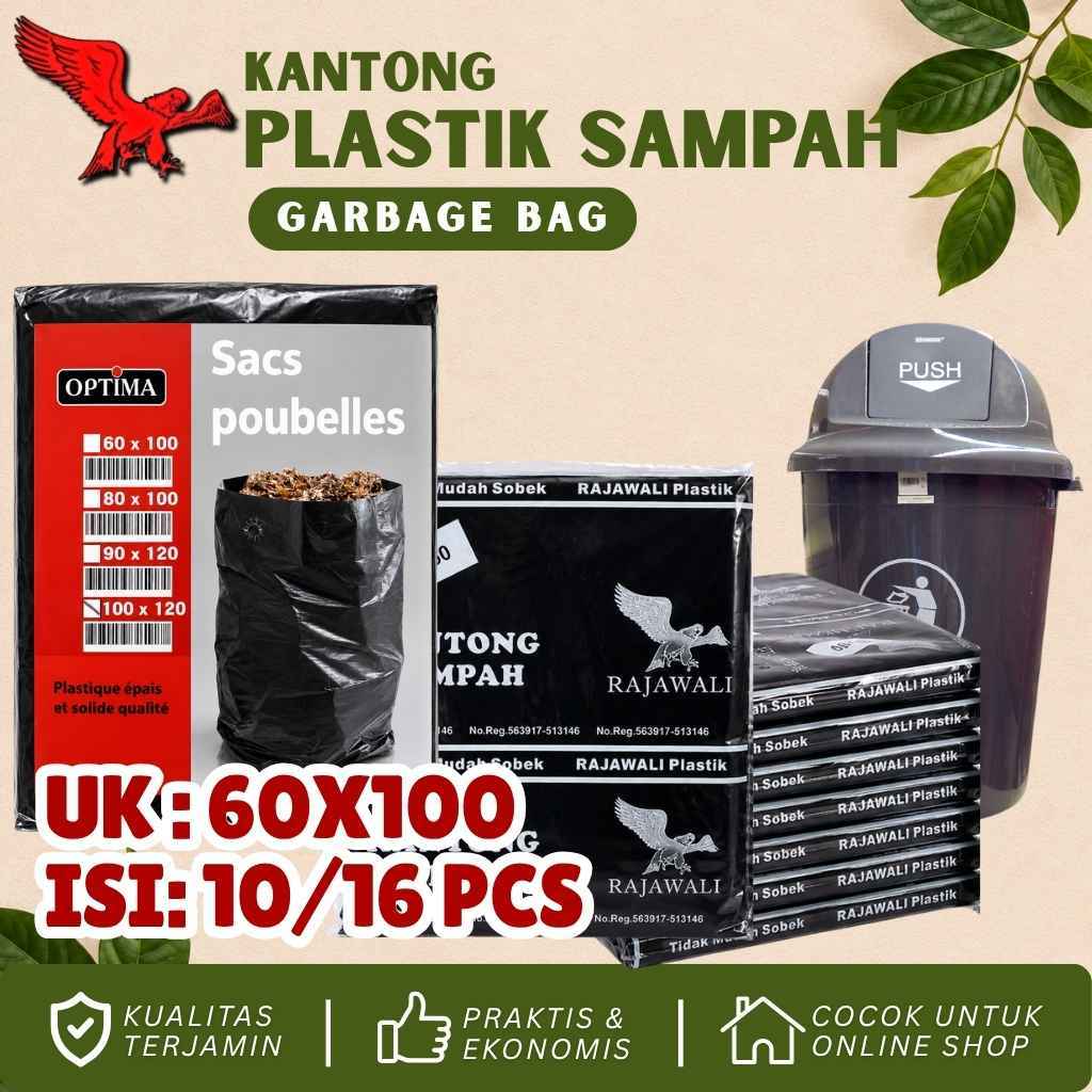 Kantong Plastik Sampah Hitam 60x100 cm isi 16 pcs / 10 pcs Trash Bag Plastik Sampah Tebal Anti Bocor