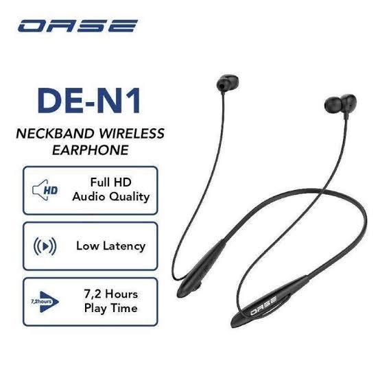 NECKBAND WIRELESS EARPHONE OASE DE-N1 BERGARANSI RESMI