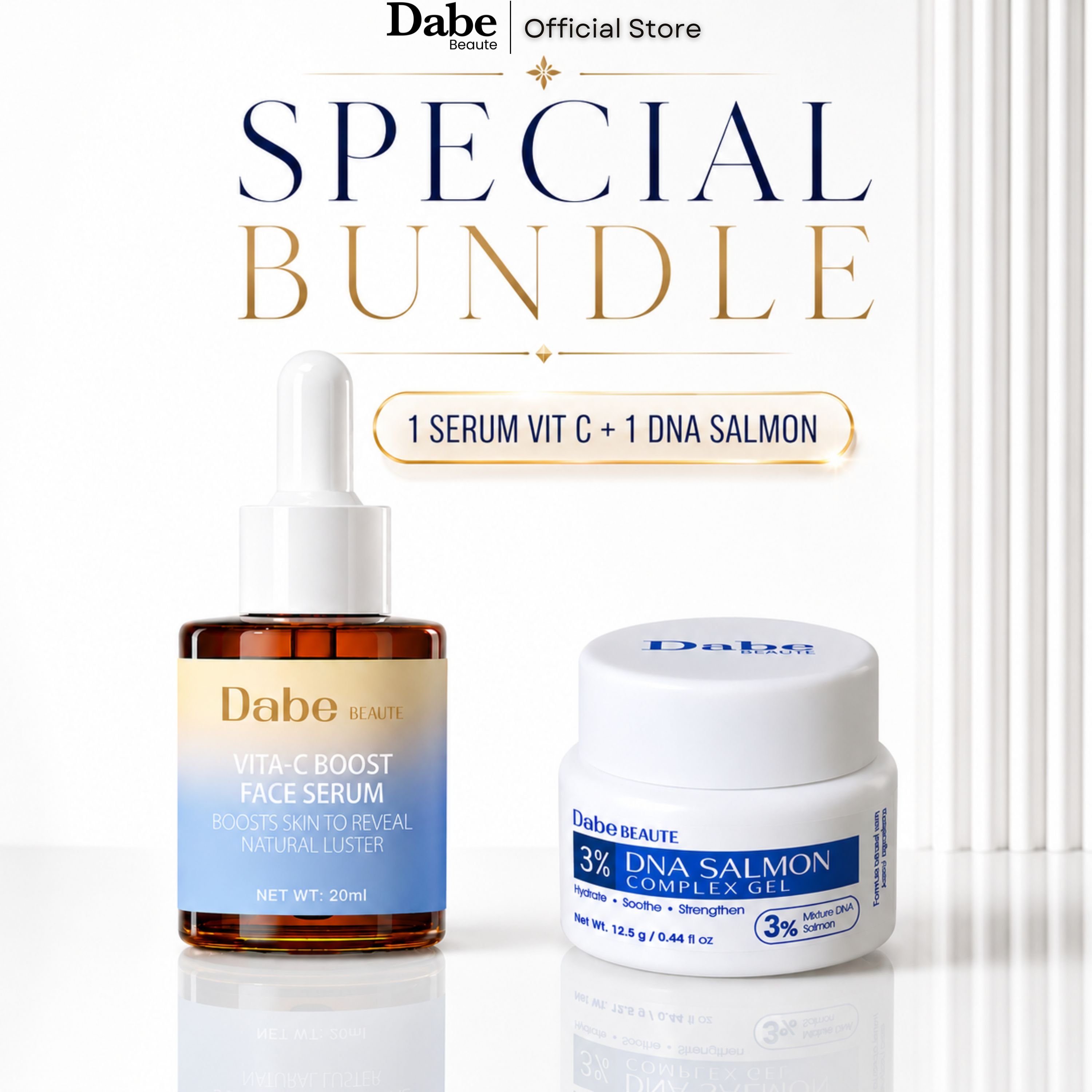 DABE BEAUTE - SPECIAL BUNDLE - VITA - C Serum + 3% DNA Salmon Gel New Packaging.