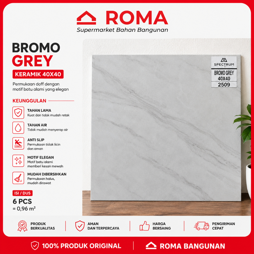 Mulia Keramik / Keramik Lantai Bromo Grey 40X40