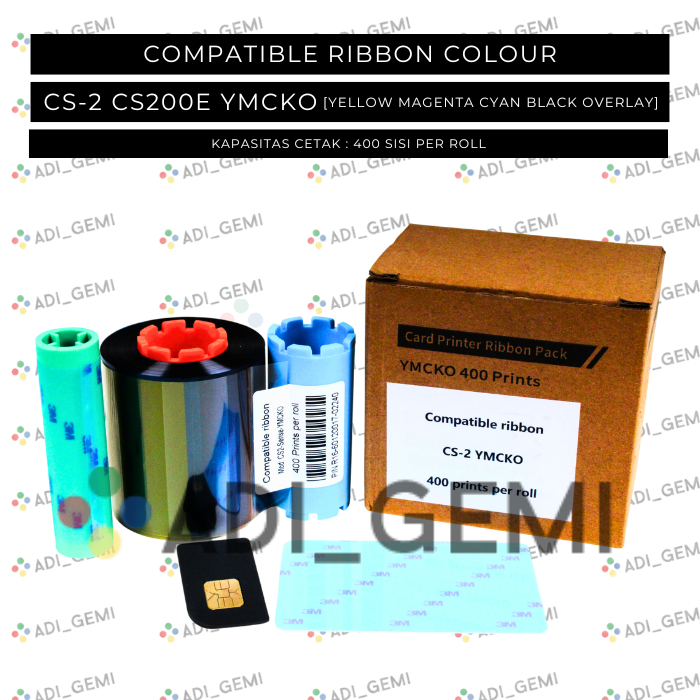 Compatible Ribbon Colour CS-2 CS200e YMCKO - Kapasitas Cetak : 400 sisi per roll - HiTi CS200e