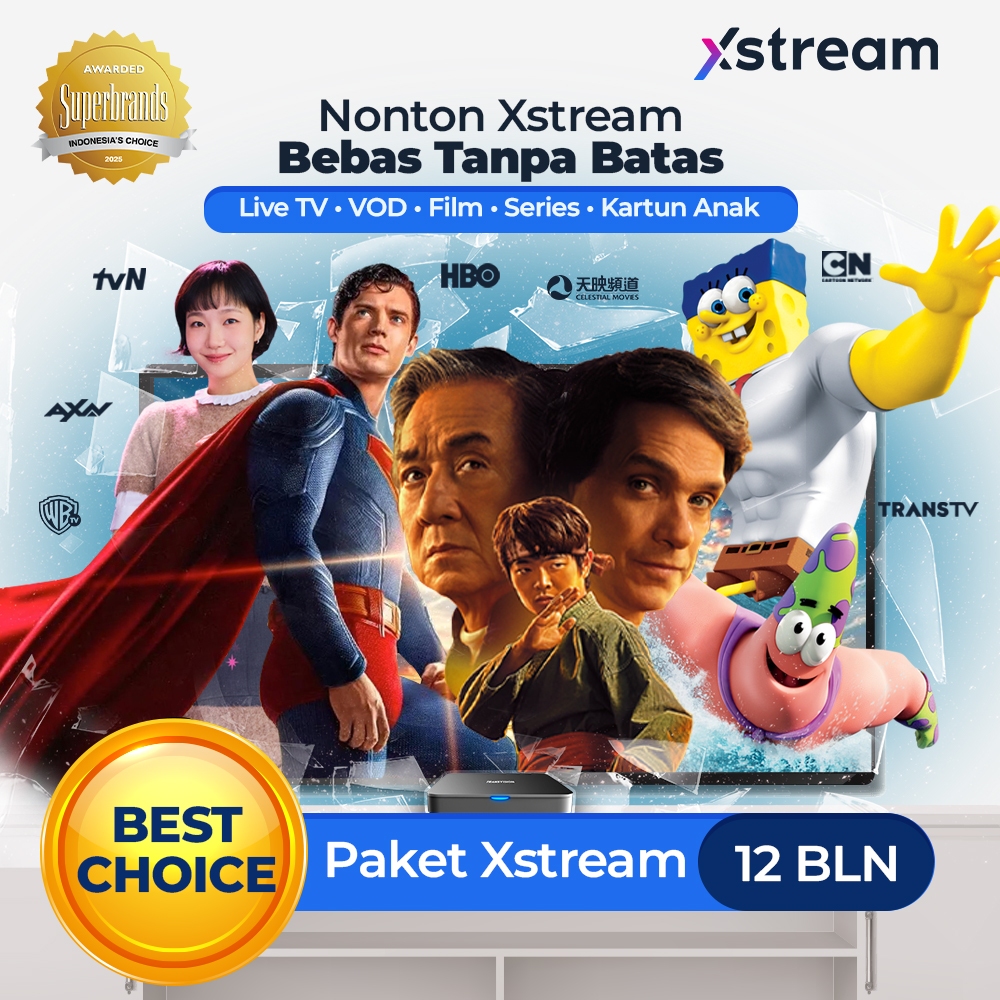 Voucher Paket Langganan XSTREAM 12 bln - FREE Streaming Android Box, Channel TV, Film, dan Series