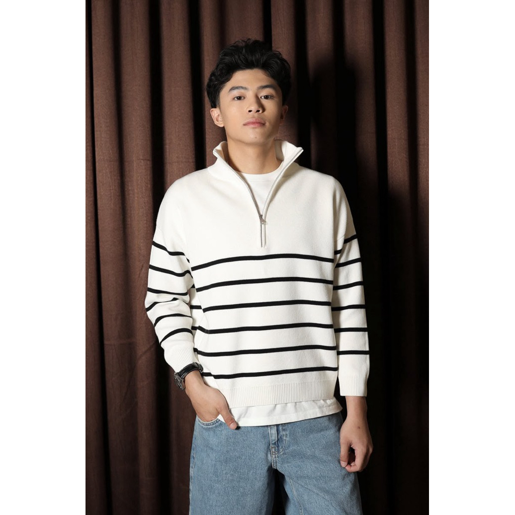 GONEGANI GONEGANI Man - Zipper Stripe Sweater
