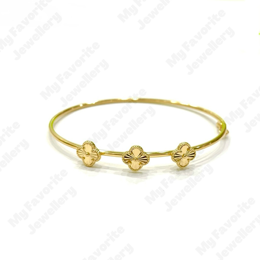 Gelang Bangle Clover 3 Emas Asli Kadar 700