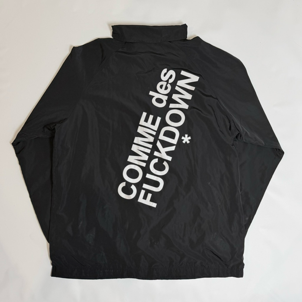 Comme des Fuckdown Black Nylon Button Up Collared Sweatshirt Unisex not CDG