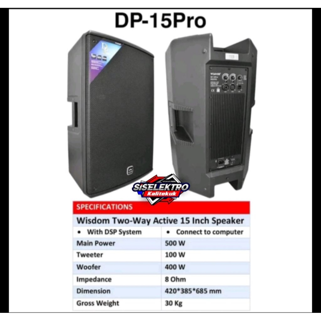 Wisdom dp 15 pro speaker aktif Wisdom 15 inch DP15pro