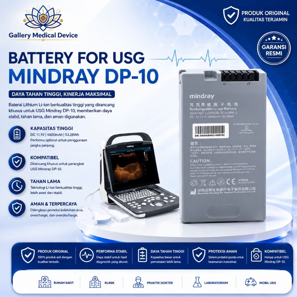 Battery Usg Mindray DP-10/Baterai Usg DP-10 Mindray/Batre Usg Mindray