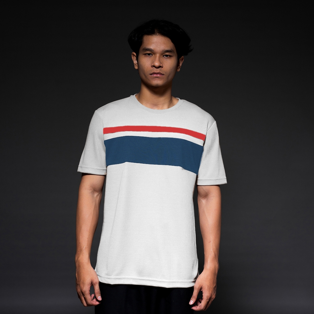POSHBOY Inazawa White Kaos Lengan Pendek Pria Short Sleeve T-shirt Drop Needle