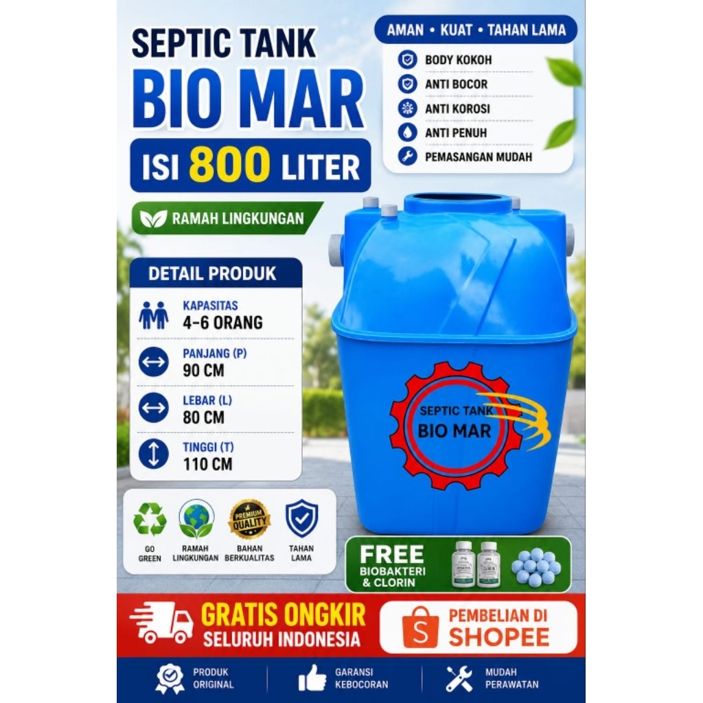BIO SEPTIC TANK 800 LITER BIO TECH BIO MAR