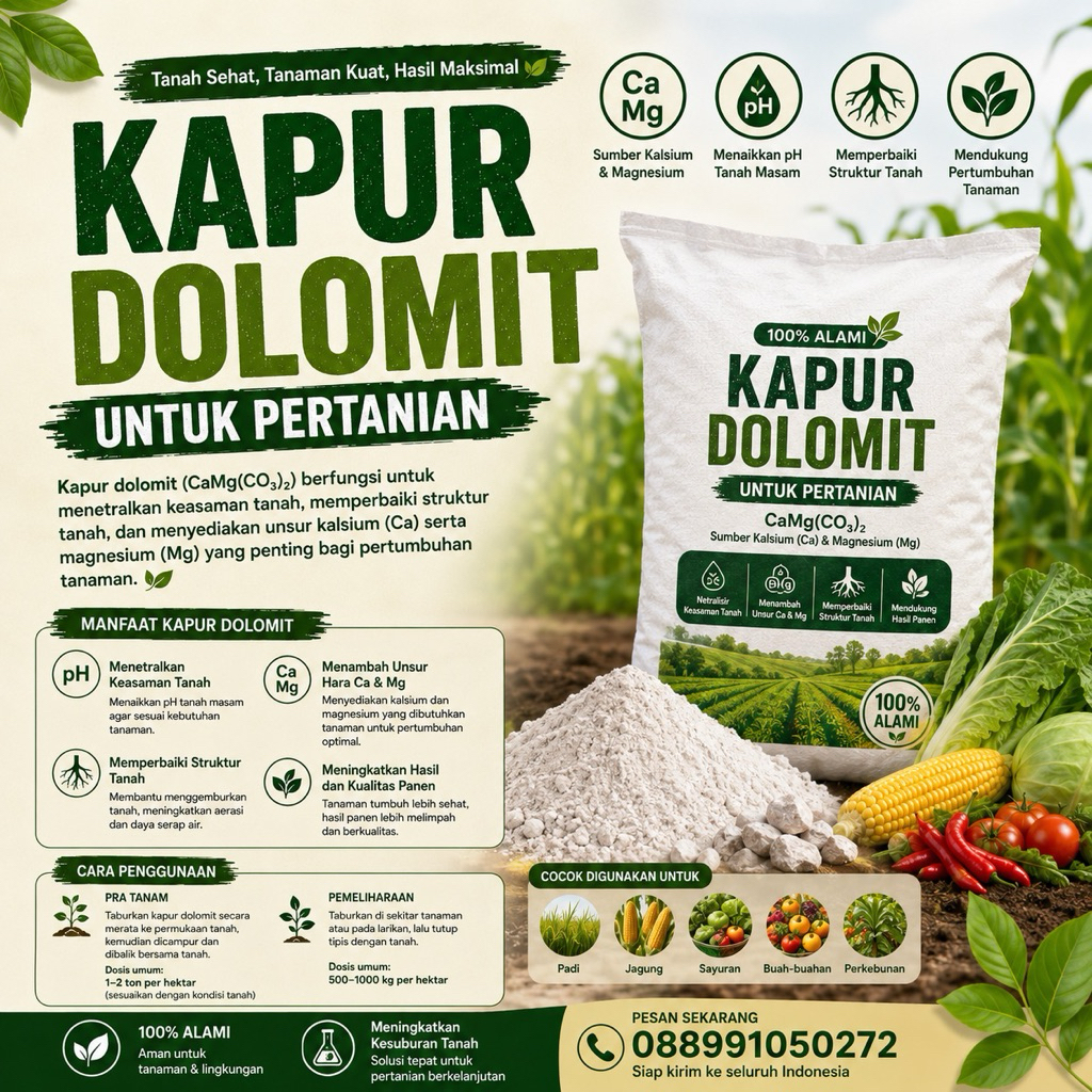 kapur dolomit / kapur pertanian / kapur dolomit pertanian