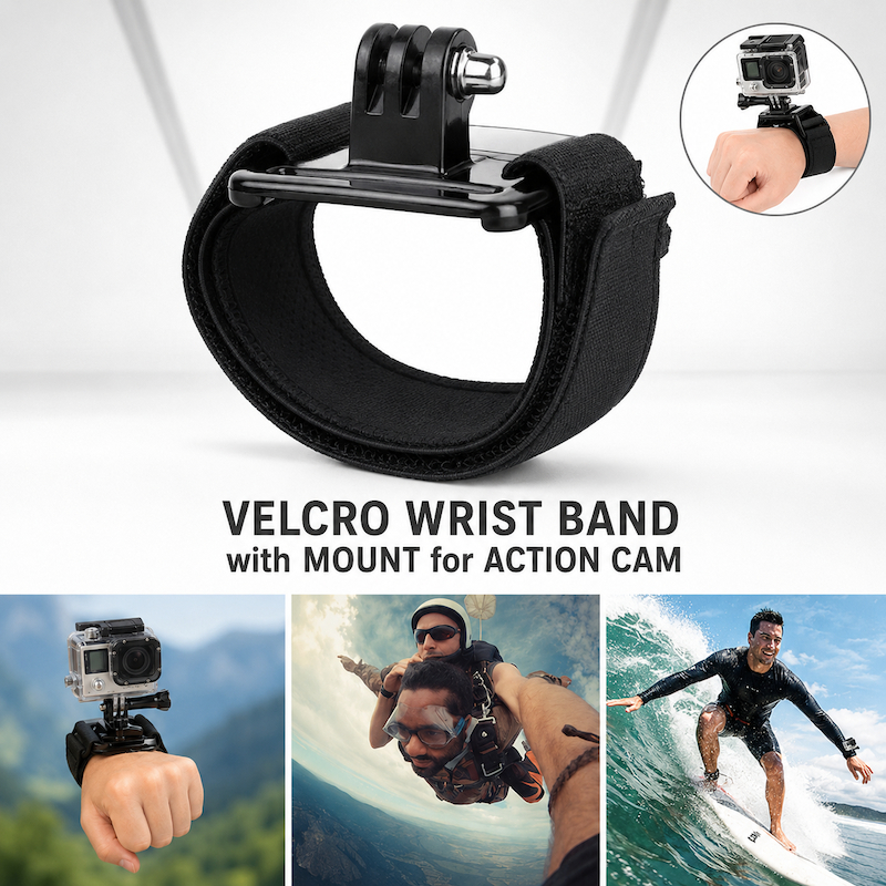 Velcro Wrist Band with Mount for Action Camera Xiaomi Yi / Xiaomi Yi 2 4K and GoPro Writband Kamera 