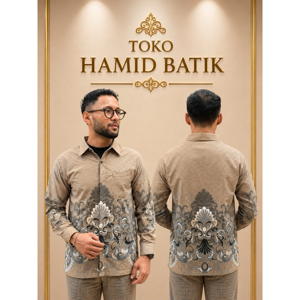 Toko hamid - HADI-Baju Batik Pria Lengan Panjang - Katun Dobby .