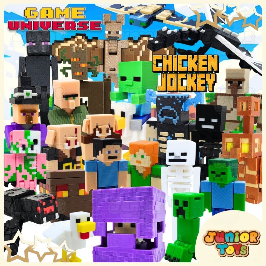 Minecraft Mainan Figure Bisa Artikulasi Koleksi Steve Ender Dragon Zombie Creeper Creaking Golem Pha