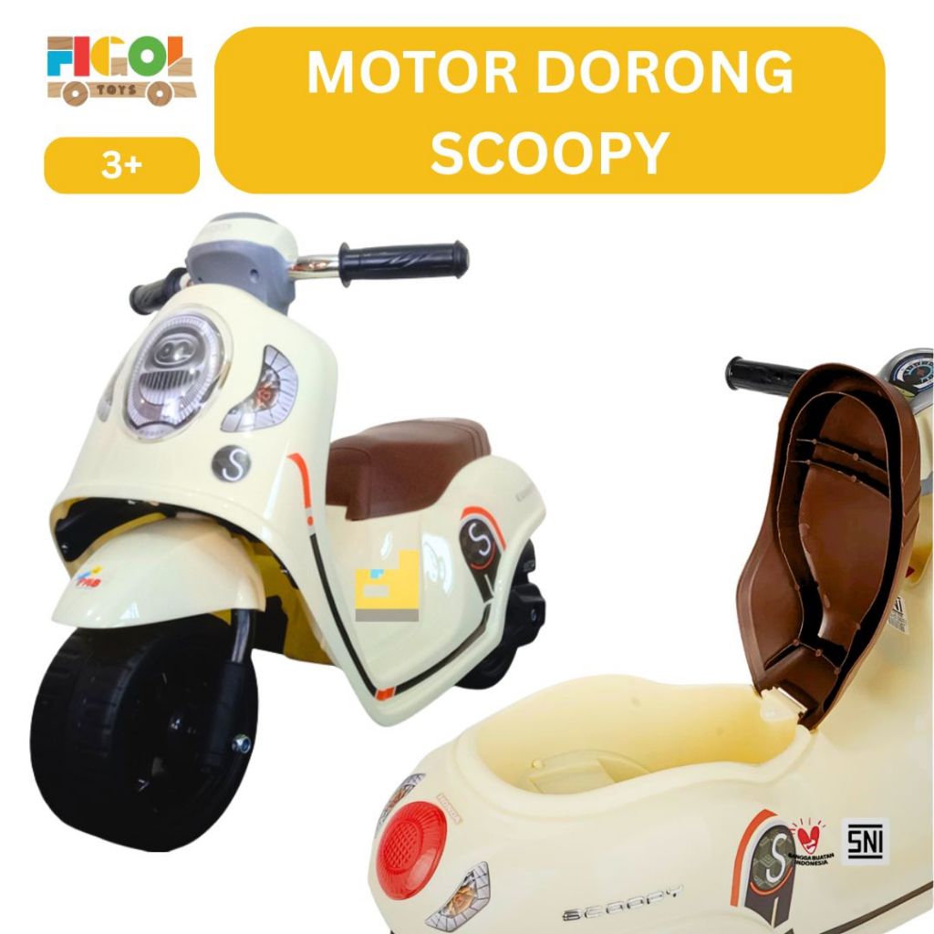 Figoltoys Cod Mainan Anak Motor Dorong Mini SCOOPY Musik K611