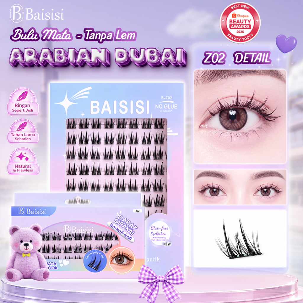 [TANPA LEM] BAISISI Z02 Arabian Dubai Bulu Mata Palsu Ringan Eyelash Extension Satuan Premium Dapat 