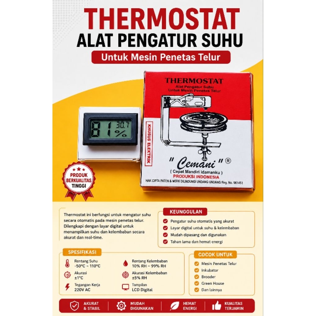 Termostat mesin tetas  paket termometer hygrometer digital mini