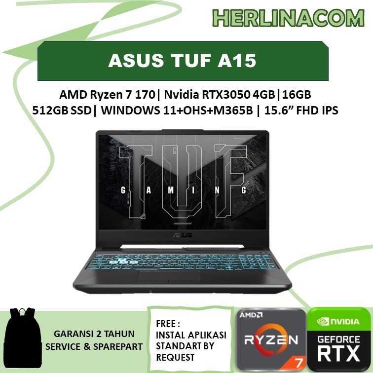 Asus TUF A15 Ryzen 7 170 RTX3050 4GB/ 16GB 512GB 15.6" FHD IPS