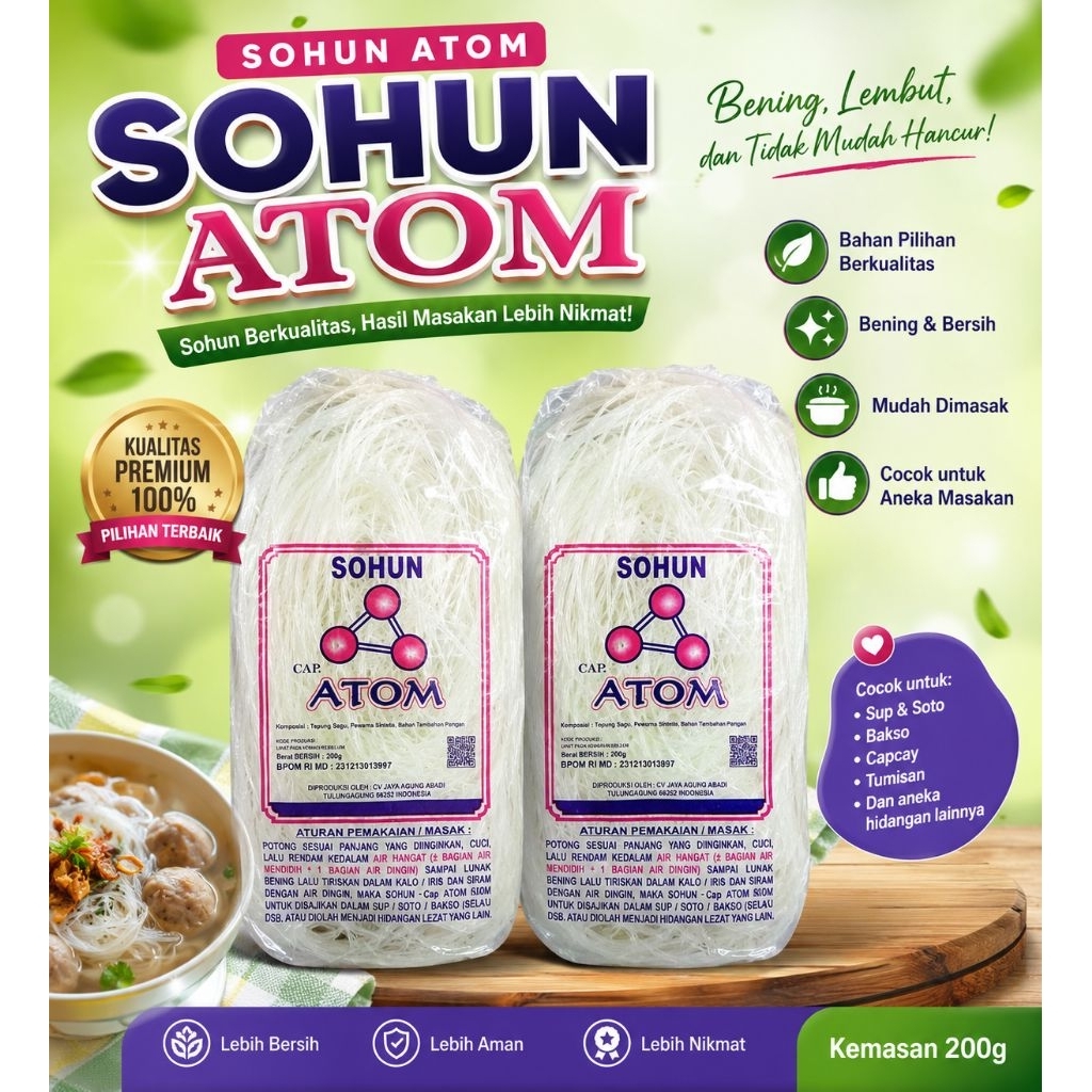 Mie Sohun Atom Kemasan 200 gr