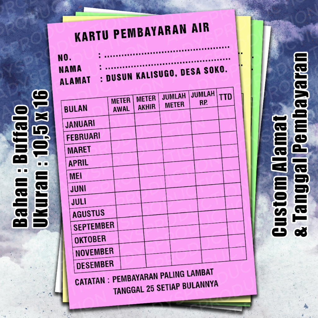 Kartu Pembayaran Air | Kartu Pembayaran PDAM