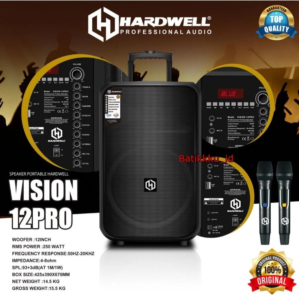 Speaker Portable Hardwell Vision 12pro / Vision12 pro Original Speaker Hardwell 12inch