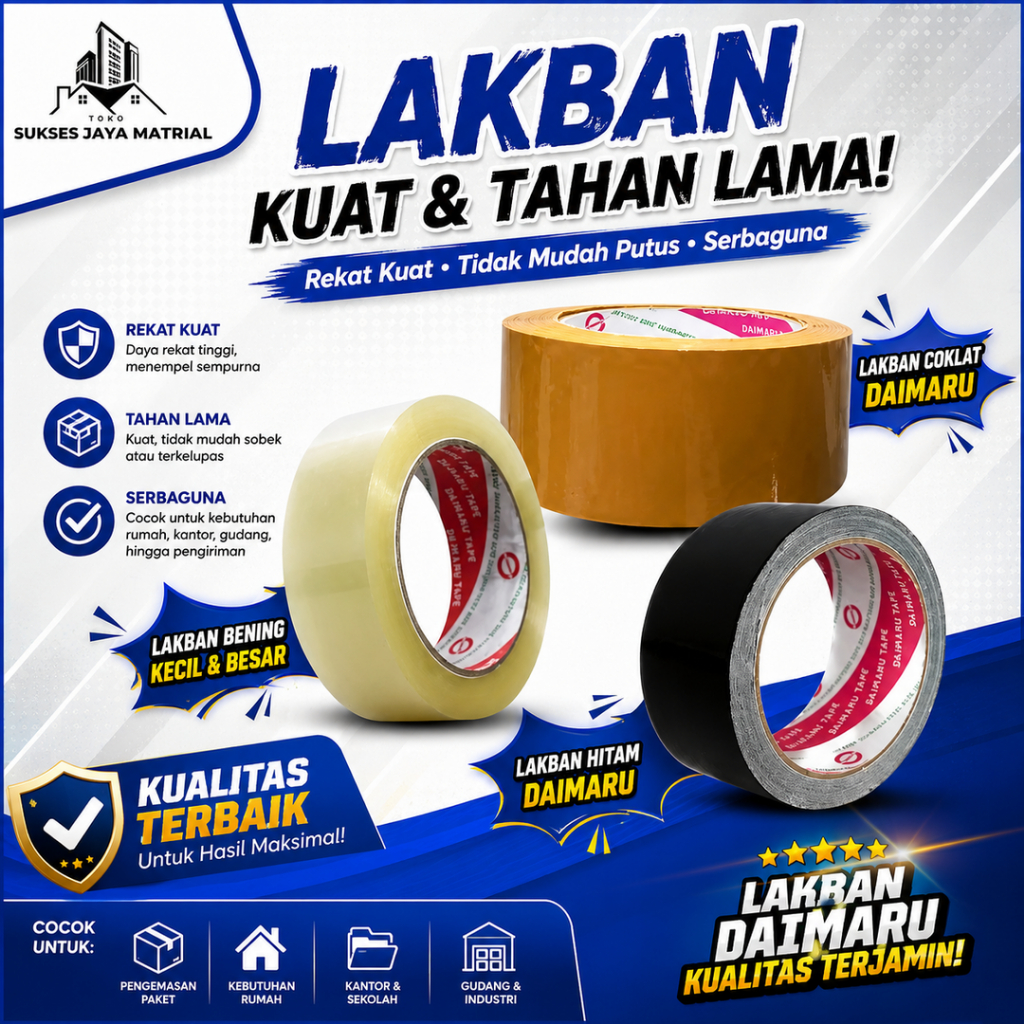 Lakban Bening kecil, besar, lakban hitam, lakban coklat DAIMARU sjm