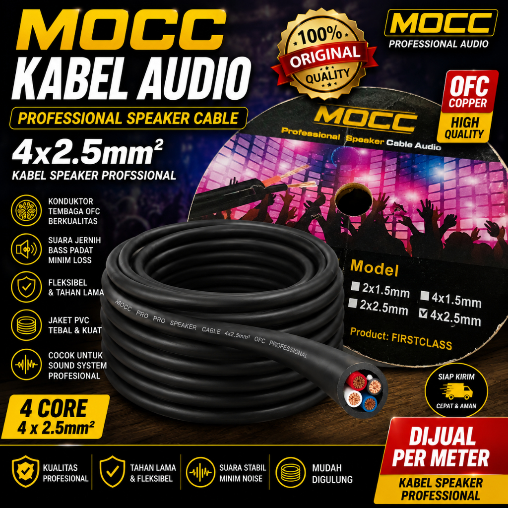 KABEL AUDIO MOCC 4X2.5MM 4X2.5 ORIGINAL FIRSTCLASS AUDIO OUTDOOR PER METER ROLL