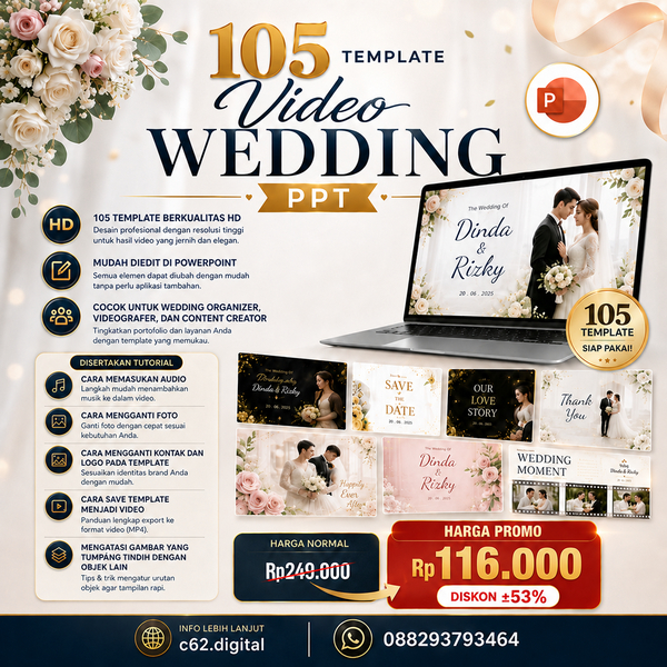 [Super Premium] 105 Template Video Wedding PPT