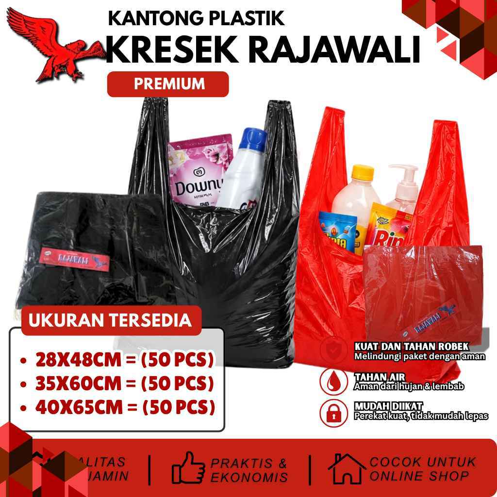 Kantong Plastik Kresek Rajawali  35x60/40X65 CM Kantong Plastik HD Berlanja Plong Plastik Packing Hi