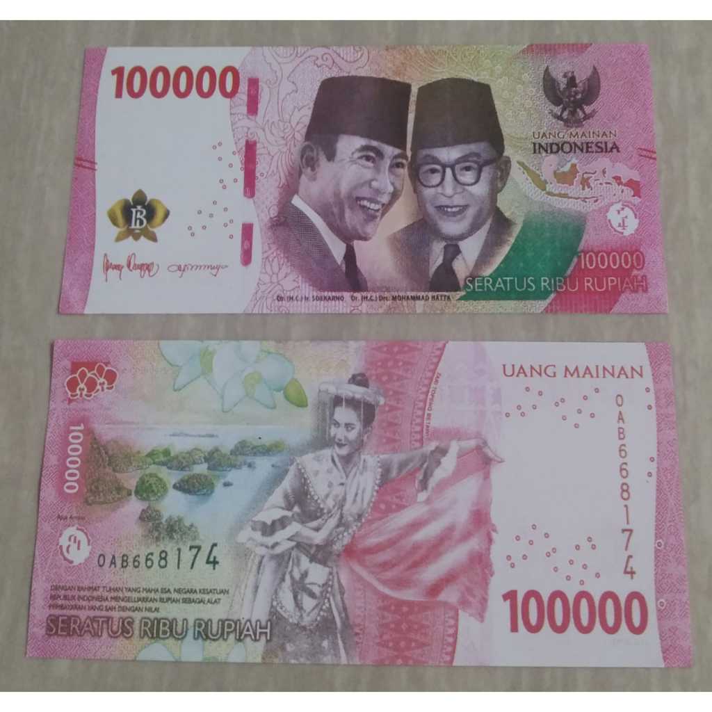 Uang Mainan Bahan Glossy 100.000 Jual Perlembar