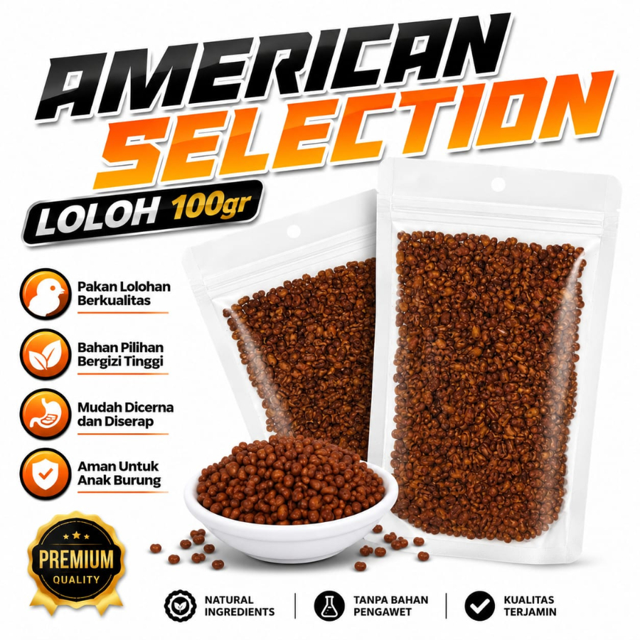 AMS LOLOH 100 GRAM AMERICAN SELECTION PELET PAKAN MAKANAN ANAKAN PIYIK LOLOHAN BURUNG MURAI KACER