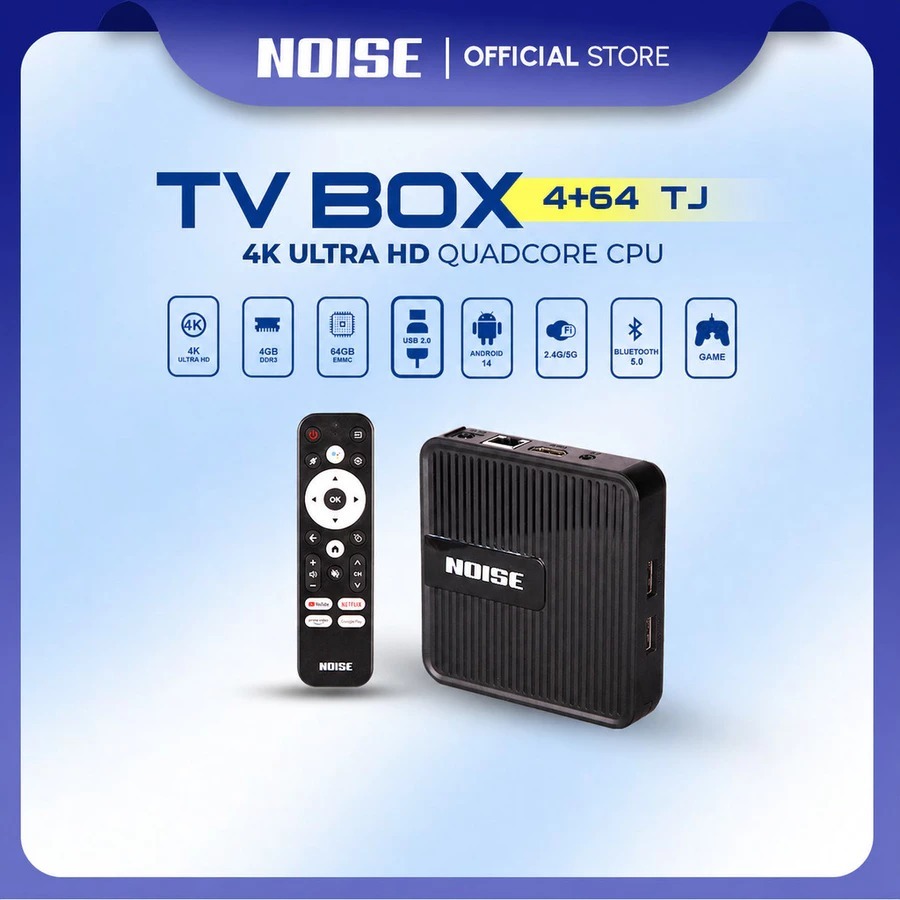 NOISE Android Tv Box Android 14.0 OS Ram 4gb Rom 64gb WiFi 2.4G/5G Bluetooth Smart Tv Box 4K Ultra H
