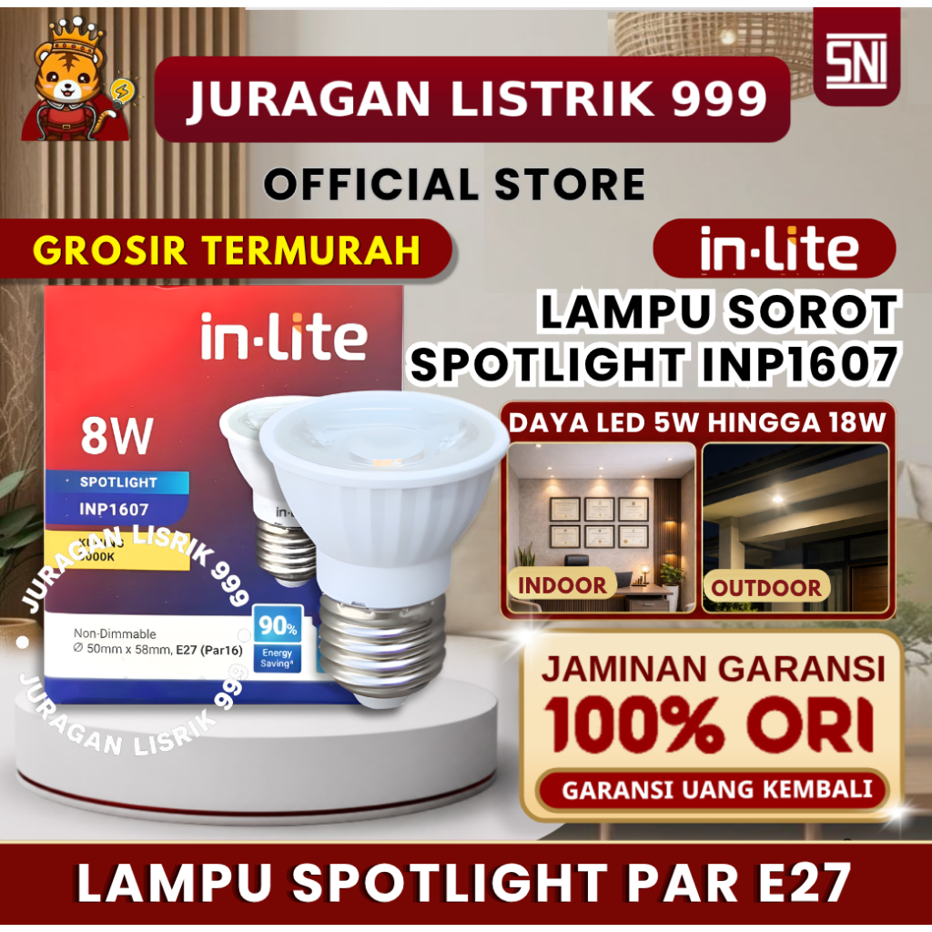 INLITE LAMPU BOHLAM LED SPOTLIGHT PAR E27 5W 5 WATT / 8W 8 WATT INP1607