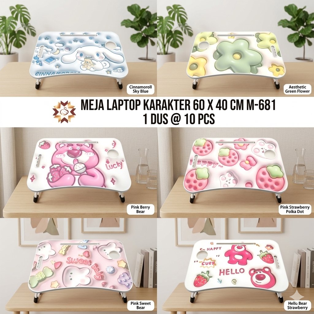 Meja Laptop Lipat Karakter 60x38cm Meja Lipat Untuk Laptop Ukuran Besar