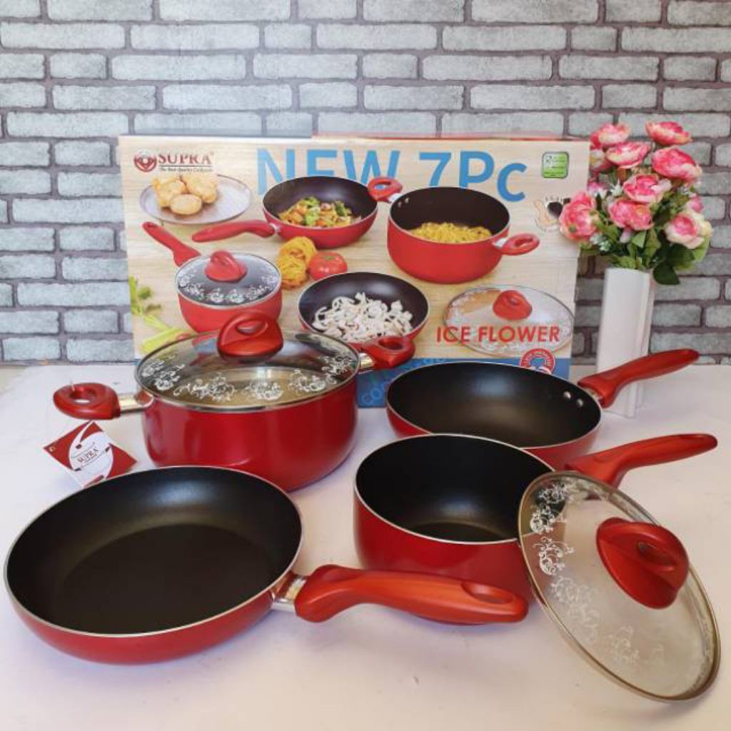 Panci SUPRA Set Peralatan Masak Nonstick 7 Pcs / Cookware Set Panci, Wajan, Fry Pan & Kukusan