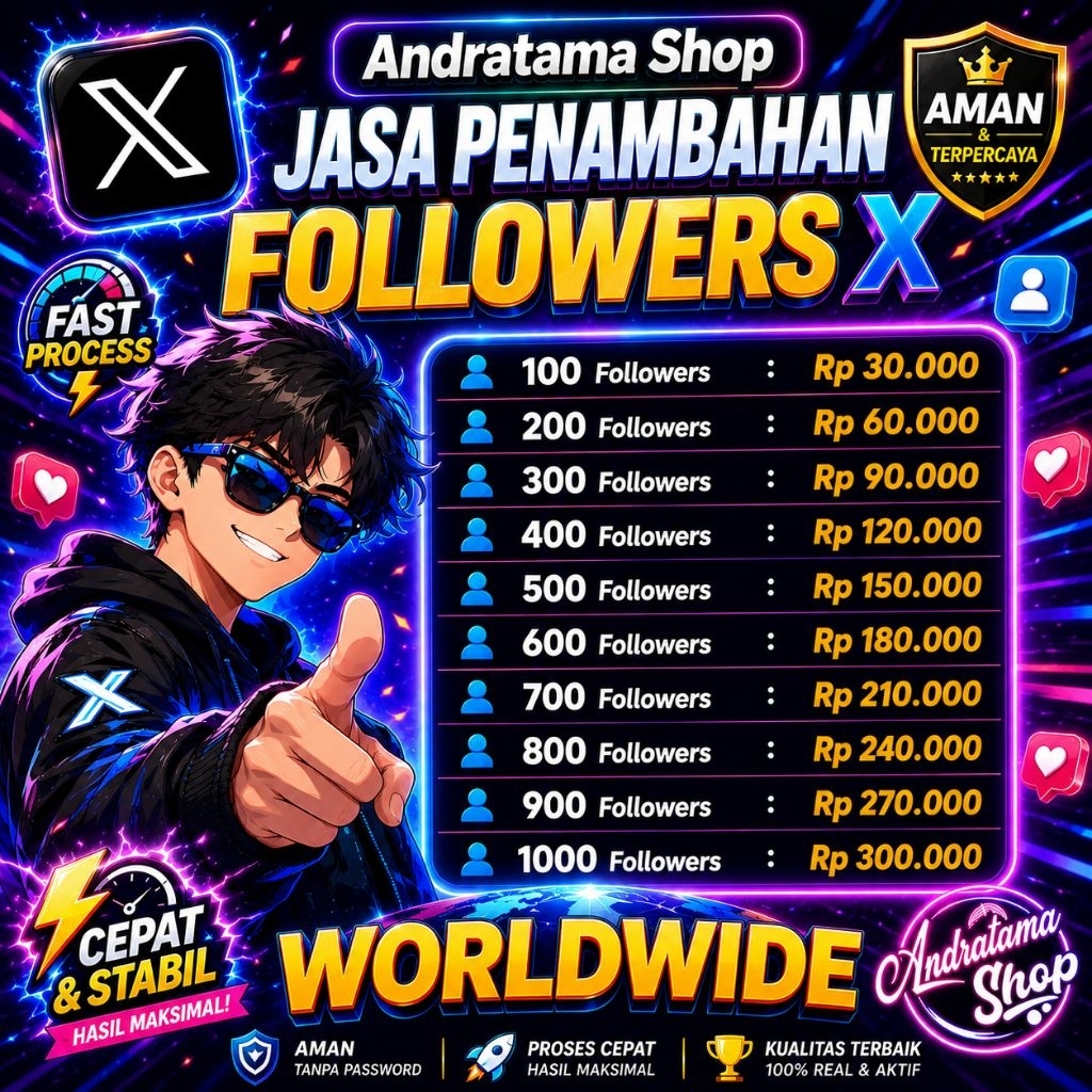 100 Followers X (Twitter) | Jasa Penambahan Followers X (Twitter) - Worldwide